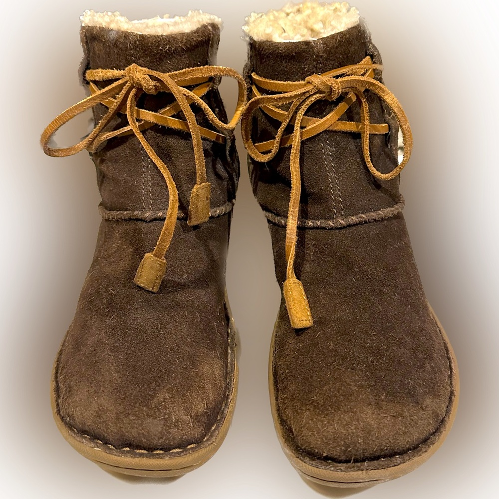 UGG La Jolla SHOE BOOT Sz 6 SHEARLING LEATHER LACE LAMB SHEEP F8007D S/N 5222